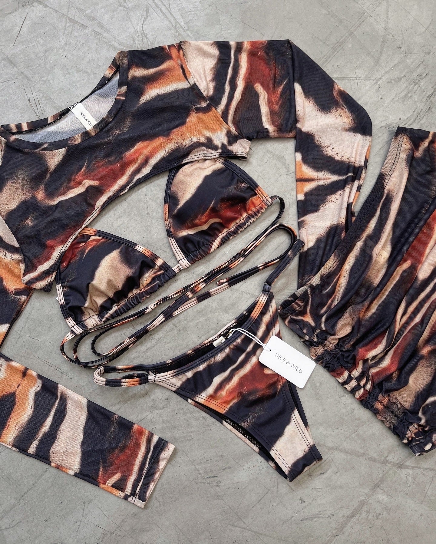 SET BIKINI MOKA + FALDA EN MALLA