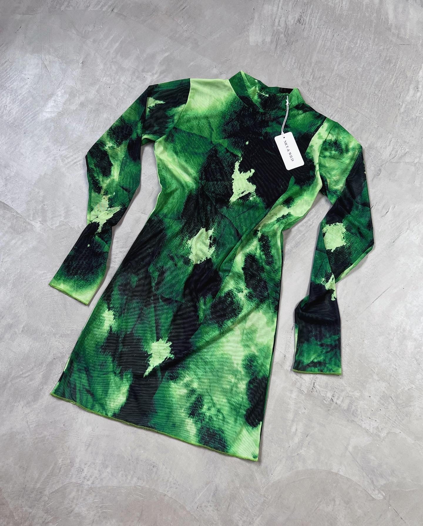 VESTIDO MALLA ABSTRACTO VERDE