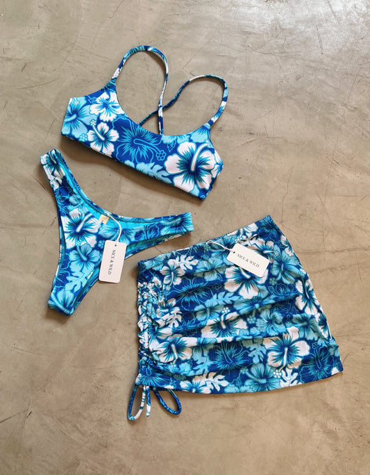 BIKINI CRUZADO HAWAIANO + FALDA  EN MALLA
