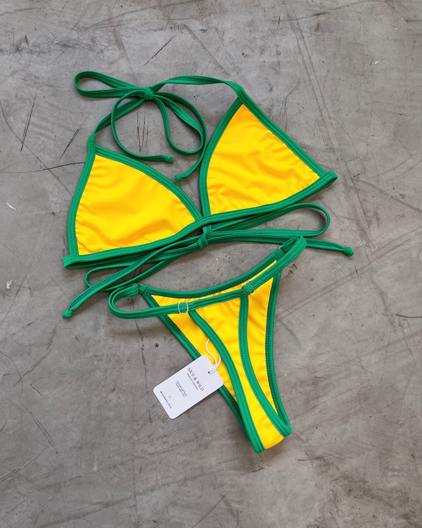 MINI BRONCEO HILO AMARILLO SESGO VERDE