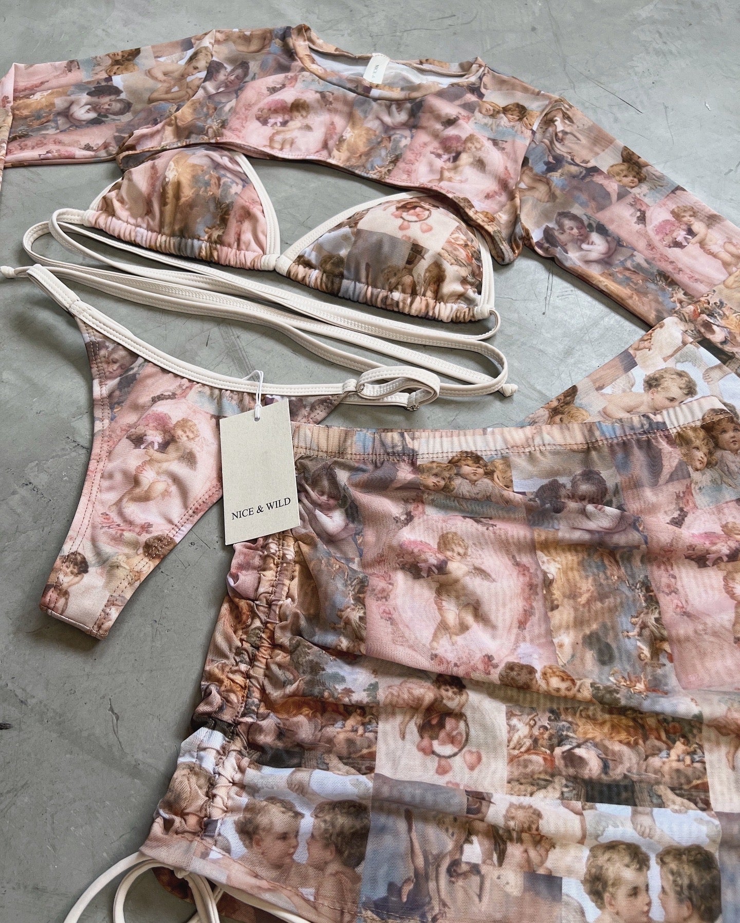 SET BIKINI ÁNGELES + FALDA EN MALLA