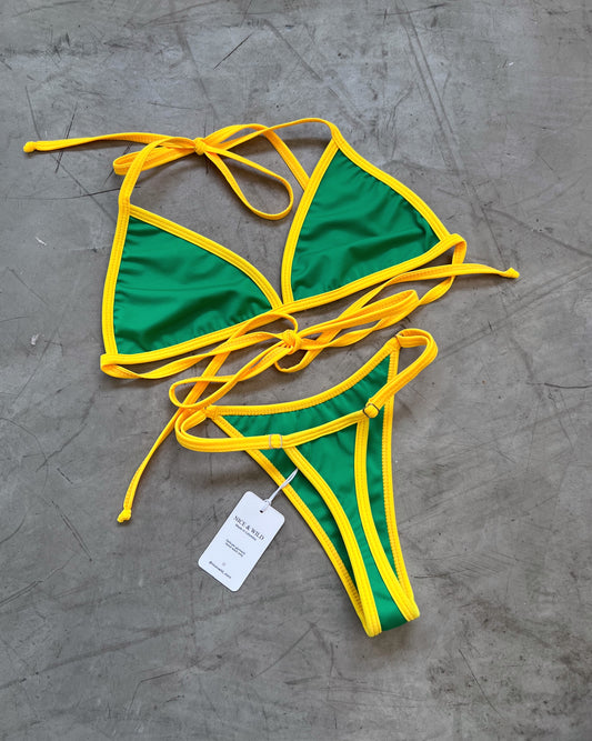 MINI BRONCEO HILO VERDE SESGO AMARILLO