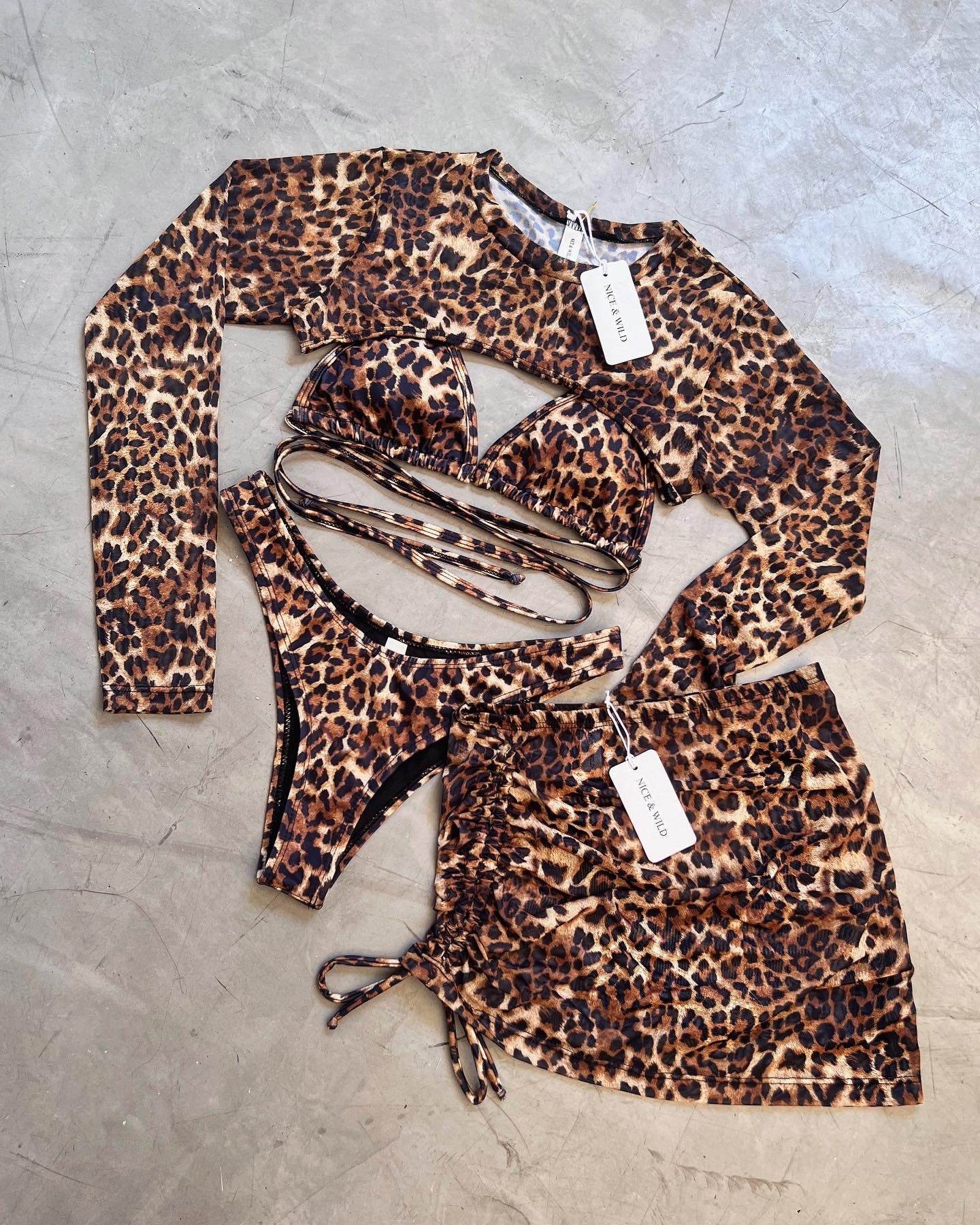 SET BIKINI LEOPARDO + FALDA EN MALLA